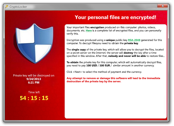 Dangerous Cryptolocker Ransomware Threatens Individuals and Small Business